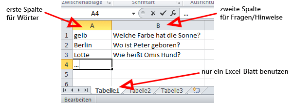 Excel Tabelle importieren